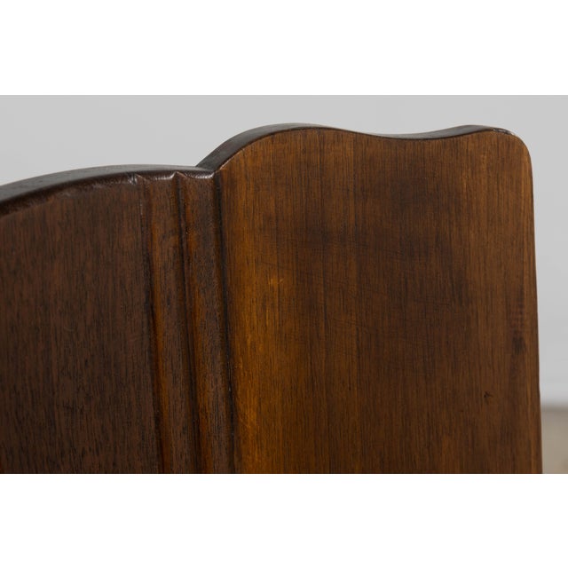 Art Deco 1920s French Art Deco Walnut Dining Chairs W/ Striped Linen - Set of 6 For Sale - Image 3 of 18