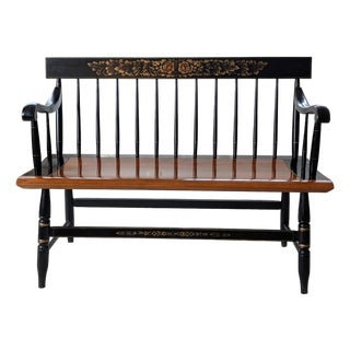 Hitchcock Stenciled Deacon Bench From Early 1970s For Sale