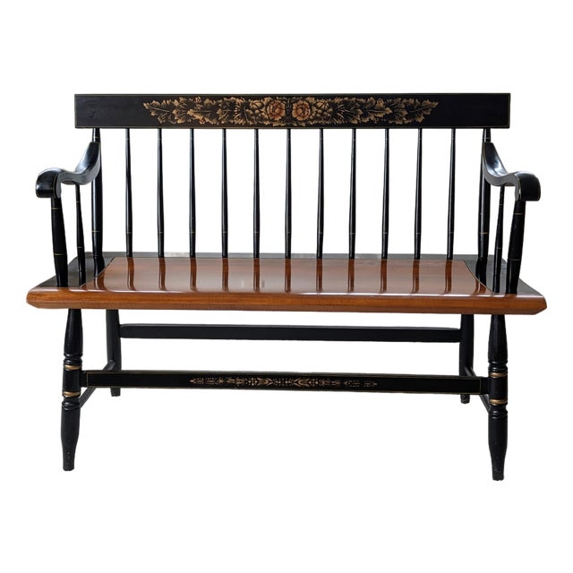 Hitchcock Stenciled Deacon Bench From Early 1970s For Sale