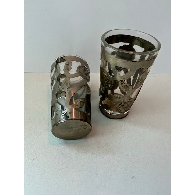 Metal Vintage Sterling Silver Openwork Shot Glasses a Pair For Sale - Image 7 of 8