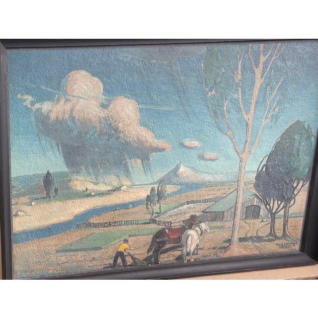 1930’s American Landscape With Horses Oil Painting by by Carl Jensen - Framed For Sale - Image 4 of 7