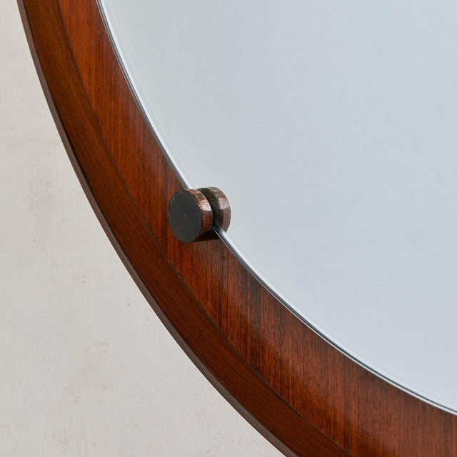 1960s Italian Oval Rosewood Wall Mirror, 1960s For Sale - Image 5 of 9
