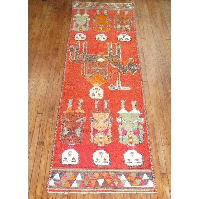 Mid 20th Century Zabihi Collection Pictorial Human Horse Vintage South Persian Runner For Sale - Image 5 of 6