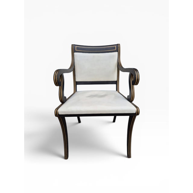 Neoclassical 1950s Kittinger Set of 8 Ebonized & Gilt Neoclassical Dining Chairs For Sale - Image 3 of 12