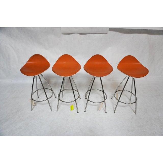 Onda Swivel Kitchen Stools by Jesús Gasca for Stua This orange seat version is no longer being manufactured With a wave-...