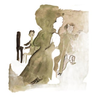 Mino Maccari, Music at the Party, Drawing on Paper, 1950s For Sale