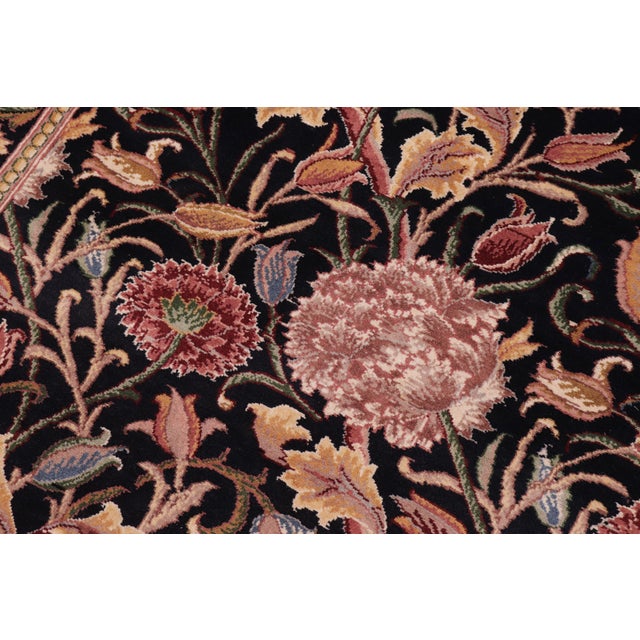 1990s Floral 1990's Pak-Persian Black/Black Wool Rug - 3'0'' X 5'1'' For Sale - Image 5 of 9