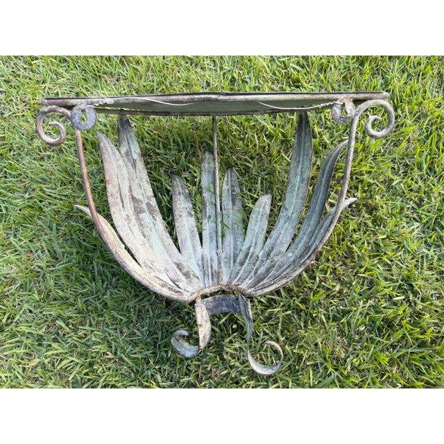 Vintage Sculptural Verdigris Leaf Wall Shelf For Sale - Image 4 of 9