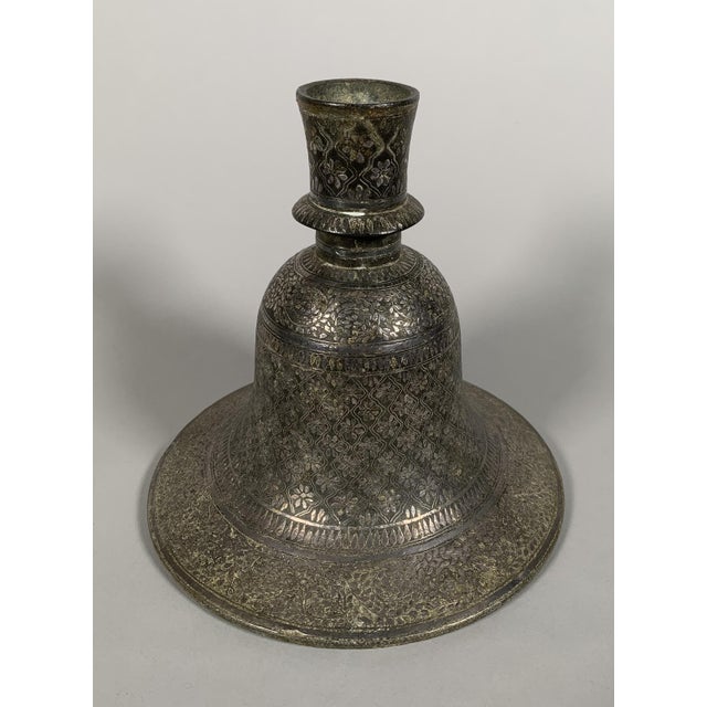 Bidri Huqqa Hookah Base in Steel and Silver, India, 18th Century For Sale - Image 4 of 6