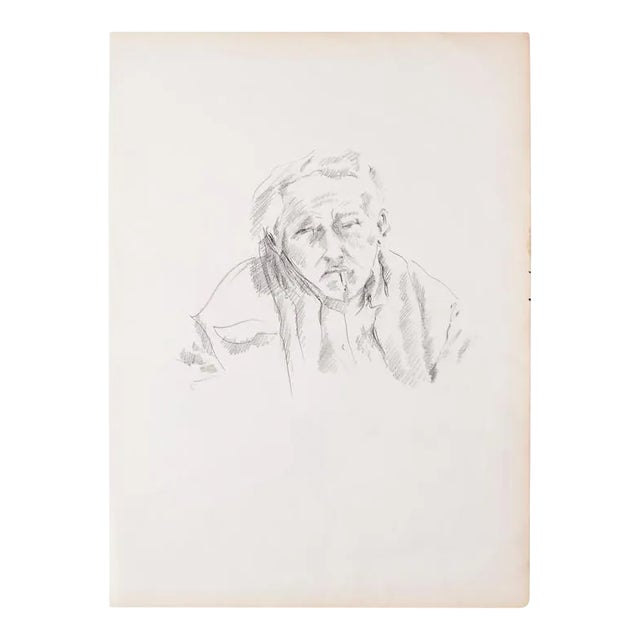 Portrait - Original Pencil on Ivory Paper - 1950 1950 For Sale