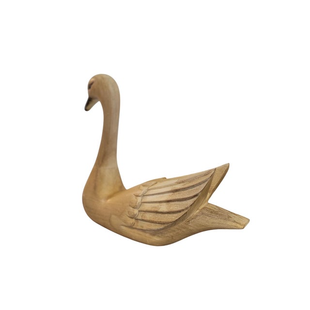 Italian Mid-Century Modern Hand-Carved Wooden Swan With Brass Beak, C. 1960s–70s For Sale - Image 12 of 16