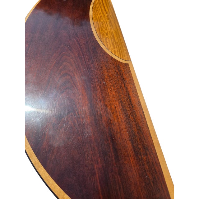 1980s Stickley Federal Style Demilune Mahogany Inlaid Yew Wood Hall Console Table For Sale - Image 17 of 18