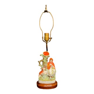 Mid 19th Century Little Red Riding Hood Staffordshire Figurine Lamp For Sale