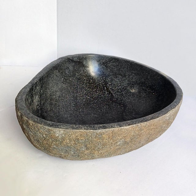 Indonesian River Stone Bowl / Basin, Contemporary For Sale - Image 9 of 11