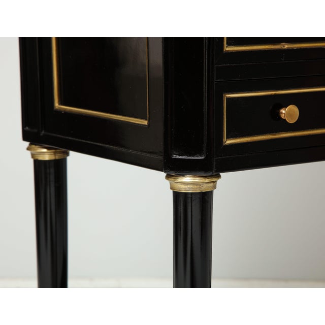 French Louis XVI Style Marble-Top End Tables With Brass Gallery - a Pair For Sale - Image 4 of 12