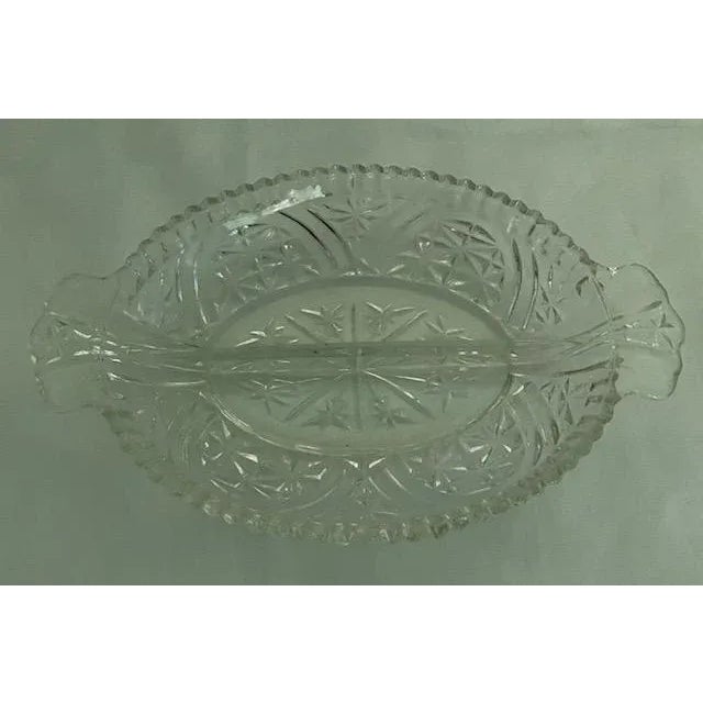 Transparent Vintage Anchor Hocking Rainbows & Stars Relish Dish For Sale - Image 8 of 8
