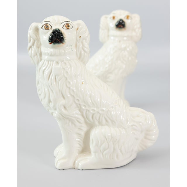 Victorian Antique 19th Century English Staffordshire Spaniel Dogs - A Pair For Sale - Image 3 of 11