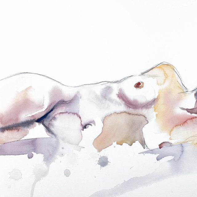 "Jess No. 3" Contemporary Original Nude Figure Watercolor Painting by Elizabeth Becker For Sale