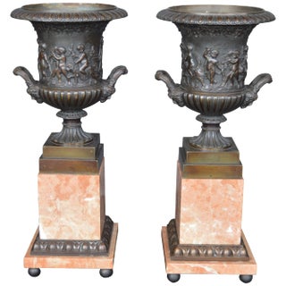 French Bronze and Marble Vases For Sale