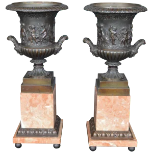 French Bronze and Marble Vases