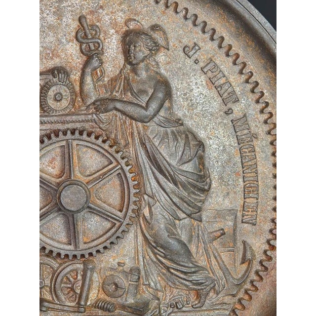Metal Antique Cast Iron 1853 Wall Hung Allegorical Plaque For Sale - Image 7 of 12