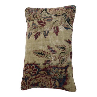 Rose and Khaki Persian Kerman Rug Pillow For Sale