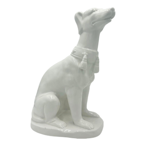 Vintage Greyhound Dog White Ceramic Statue