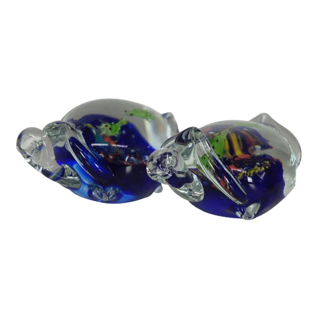 Vintage Italian Art Glass Sea Turtle Aquarium Paperweights - a Pair For Sale