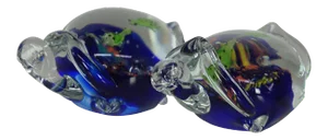 Vintage Italian Art Glass Sea Turtle Aquarium Paperweights - a Pair