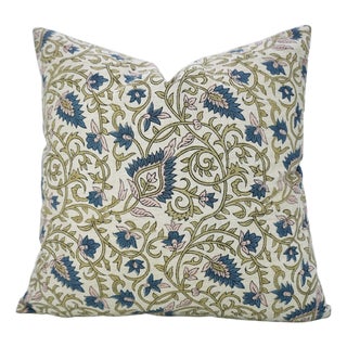 Fabdivine Hawa Mahal Decorative Throw Pillow Cover 12x20 Inch Linen Blend Hand Block Print For Sale