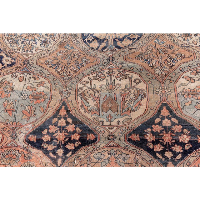 Authentic 19th Century Persian Kashan Handmade Wool Rug For Sale - Image 9 of 11