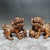 Late 20th Century Pair of Boxwood Carved “Ruyi Lion” Statues – Auspicious Chinese Wood Sculpture Set For Sale - Image 4 of 9