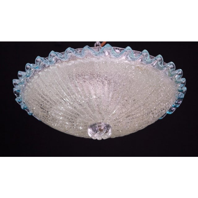 Italian Blue Glass Ceiling Fixture by Barovier & Toso, Murano, 1960 For Sale - Image 9 of 12