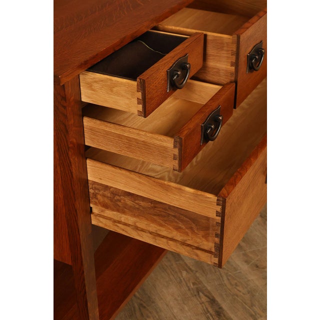 Wood STICKLEY MISSION COLLECTION HARVEY ELLIS OAK SIDEBOARD For Sale - Image 7 of 18