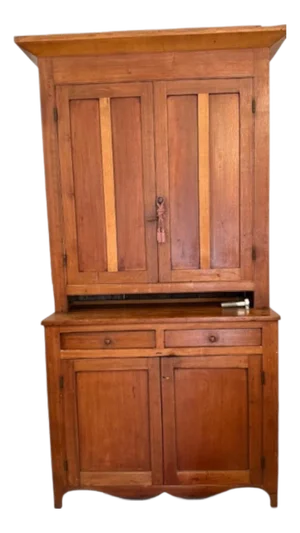 Antique Primitive Step Back Walnut Cupboard