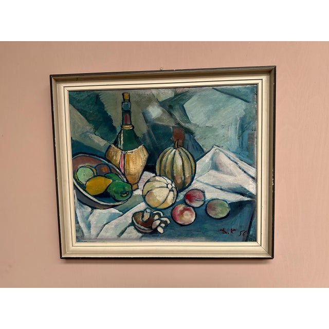 D. K, Wine and Fruit, 1956, Oil on Panel, Framed For Sale - Image 10 of 18