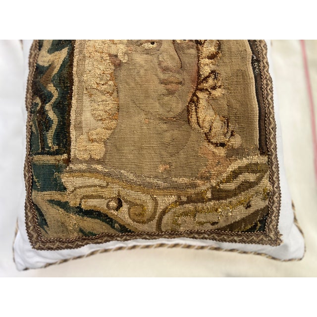 Pillow Featuring an 18th-Century Tapestry Panel Depicting a Gentleman. For Sale - Image 4 of 14