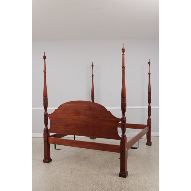 Henkel Harris Cherry Queen Sized Rice Carved Poster Bed For Sale - Image 15 of 16