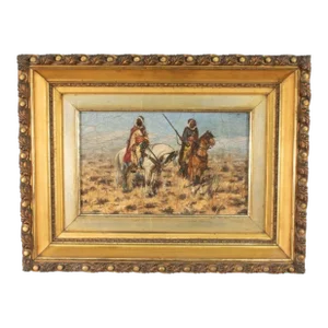 Late 19th Century Oil on Mahogany Board of Bedouin Men by Heinrich Maria Staakmann (Germany 1852-1940)