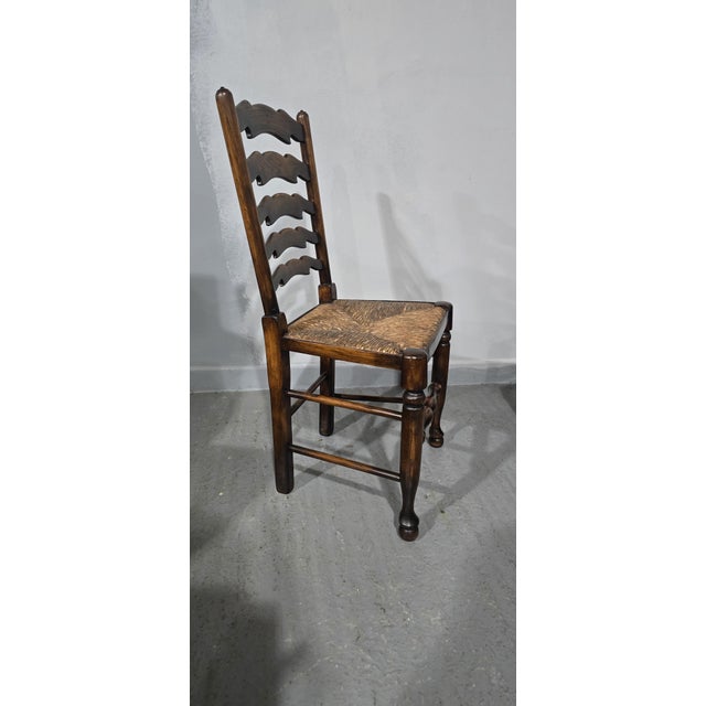Vintage Lancashire Oak Dining Chairs with Ladder Back, 1920, Set of 12 For Sale - Image 10 of 16