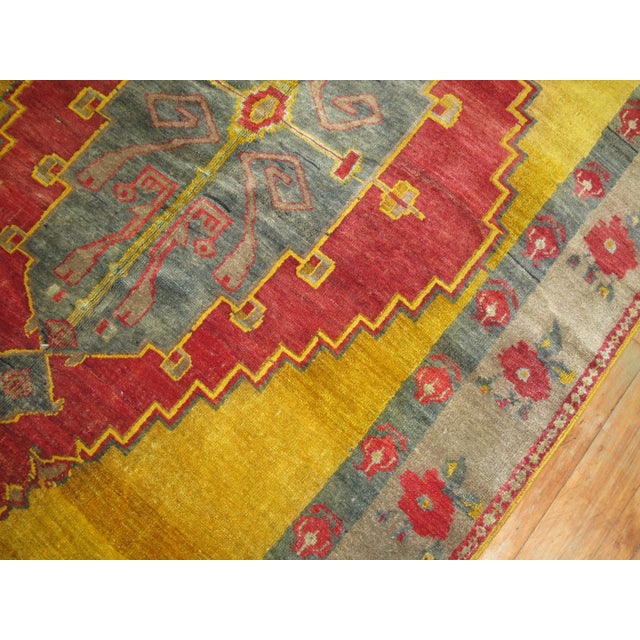Zabihi Collection Yellow Turkish Gallery Rug For Sale - Image 4 of 12