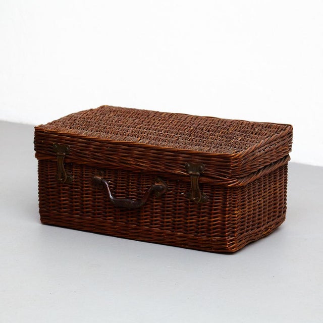 Wood Mid-Century Modern French Rattan Basket, 1960s For Sale - Image 7 of 14
