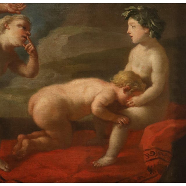 Francesco De Mura, Nude, The Slapping Game, 18th Century, Oil Painting on Canvas, Framed For Sale - Image 8 of 12