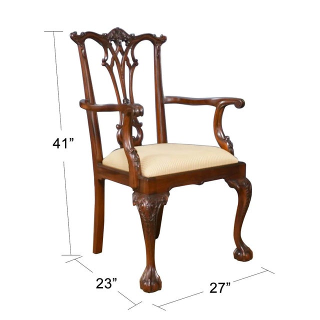 This set of 10 Gothic Mahogany Chippendale Chairs by Niagara Furniture features 2 arm chairs and 8 side chairs.These...