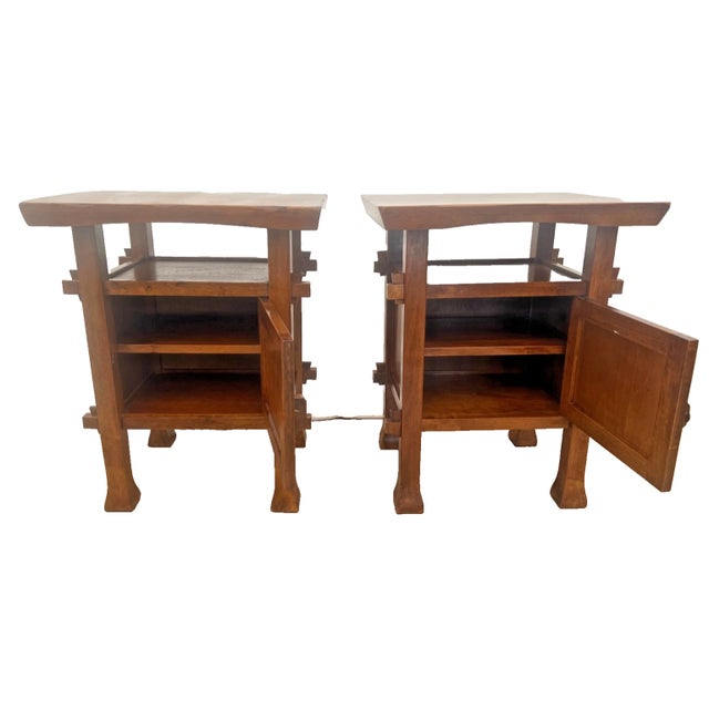 Gorgeous Pair (set of Two) Vintage Craftsman Mission style Nightstands, Side Tables with Bottom Cabinet with removable...