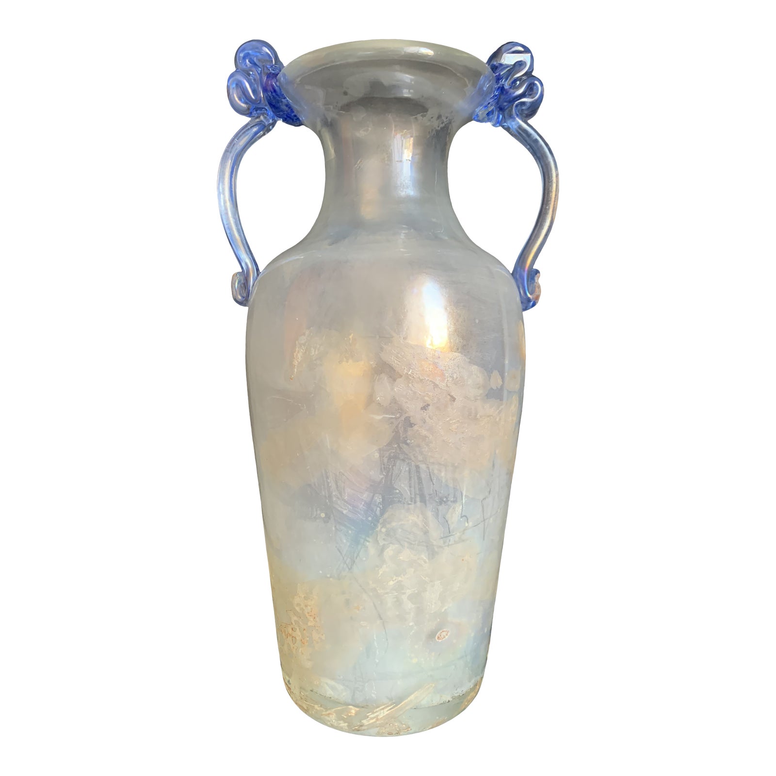 Large Italian Iridescent Scavo Roman Style Amphora Murano Art Glass