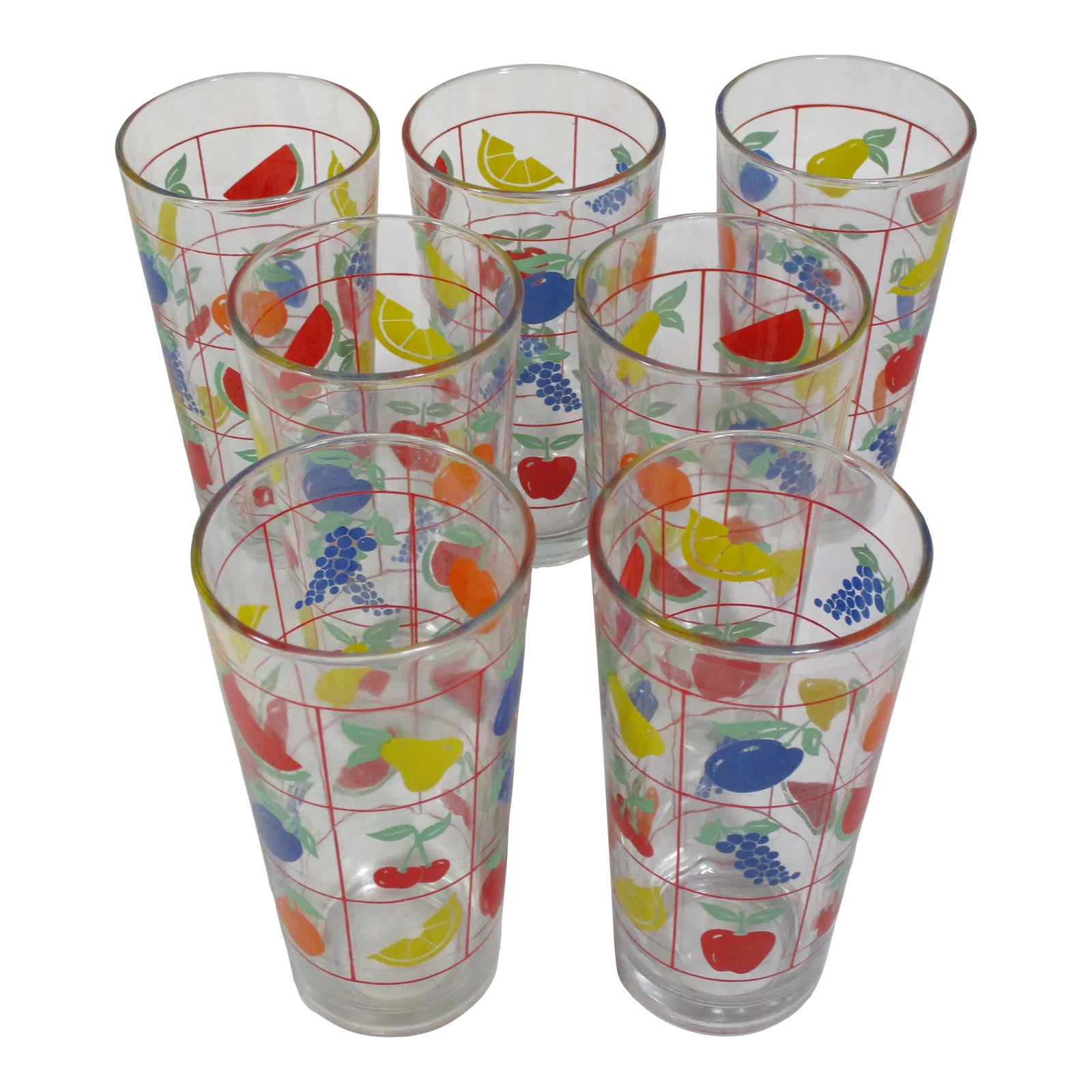 1960s Set of 7 Vintage Fruit Drinking Glasses Chairish