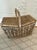 Wood Woven Rattan Picnic Basket with Center Handle and Duo Opening Sides For Sale - Image 7 of 9