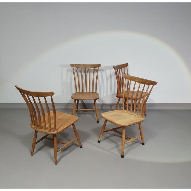 Scandinavian Birch Chairs from Åkerblom, Sweden, Set of 4 For Sale - Image 5 of 18