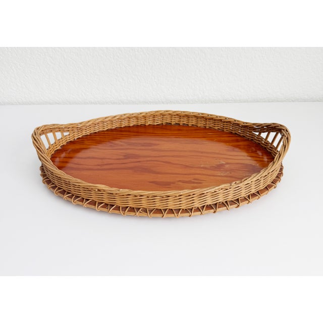Antique Oval French Wicker Tray, Early 20th Century For Sale - Image 9 of 14